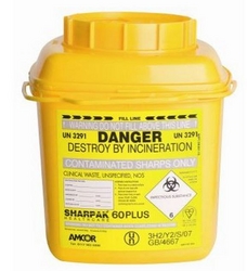 Sharps 60 plus sharps disposal bin, 6 liters from ARASCA MEDICAL EQUIPMENT TRADING LLC