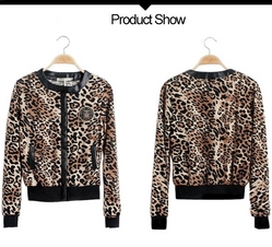 Womens Long Sleeve Leopard leather Jacket from FINECO GENERAL TRADING LLC UAE