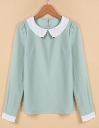 Sleeve Doll Collar Casual Sweet Chiffon Top