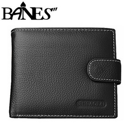 Genuine leather hasp design men's wallet