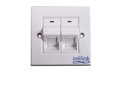 Face Plate - 86 x 86 UK Style, Double Port from SYNERGIX INTERNATIONAL
