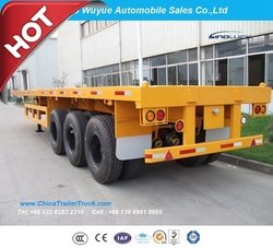 3 Axle 40FT Flatbed Truck Semi Trailer from QINGDAO WUYUE AUTOMOBILE SALES CO.,LTD