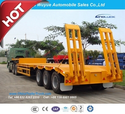 13m 3axles Lowboy Semi Truck Tailer or Lowbed Semitrailer Trailer from QINGDAO WUYUE AUTOMOBILE SALES CO.,LTD