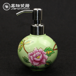 Pottery Hand Paint Floral Custom Porcelain Hand Wash Liquid Soap Dispenser