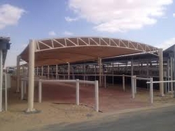 CAR SHADE STRUCTURES, FABRIC SHADES STRUCTURES, TENSILE SHADES STRUCTURES, PVC CAR PARK SHADES from BAIT AL MALAKI TENTS & SHADES 