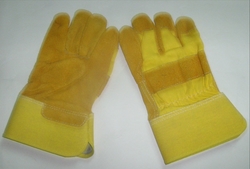 Industrial leather work hand gloves
