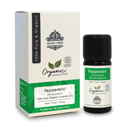 Peppermint Essential Oil (Certified Organic) - 100% Pure, Natural, Certified Organic by ECOCERT - 10ml from AROMA TIERRA