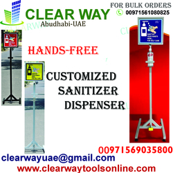 HANDS-FREE CUSTOMIZED SANITIZER DISPENSER DEALER IN MUSSAFAH, ABUDHABI , UAE from CLEAR WAY BUILDING MATERIALS TRADING