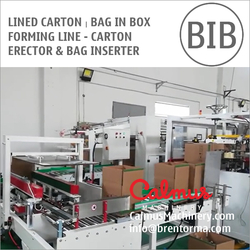 Lined Carton Bag in Box Forming Line - Carton Erector and Bag Inserter from CALMUS MACHINERY (SHENZHEN) CO., LTD.