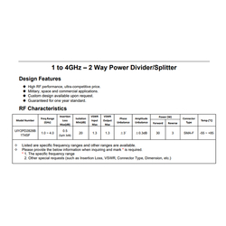 RF 2 Way Power Divider 1.0~4.0GHz SMA Female