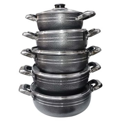Sauce Pot Set with Glass Lids from FAKHRUDDIN GENERAL TRADING COMPANY L.L.C.