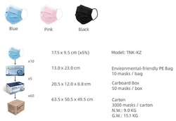 3 Ply Type I Medical Disposable Mask (Blue, Black, Pink) CE marked and meets the requirements of EN14683:2019 Type I