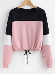 Autumn winter round neck pocket split long sleeve shirts for women casual loose top T-shirt