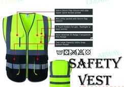MULTI POCKETS CLASS 2 HIGH VISIBILITY ZIPPER FRONT SAFETY VEST WITH REFLECTIVE STRIP VEST DEALER IN MUSSAFAH , ABUDHABI ,UAE