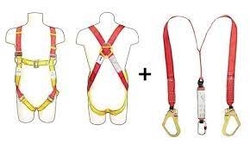 full body harness with single webbing lanyard and shock absorber in mussafah , abudhabi , uae from BUILDING MATERIALS TRADING