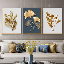 Golden Grass leaf canvas poster printing home decorative painting from XIAMEN POLY INDUSTRY AND TRADE CO., LTD.