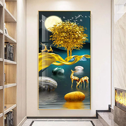 Luxury home decoration printed abstract animal fish elk crystal porcelain painting from XIAMEN POLY INDUSTRY AND TRADE CO., LTD.