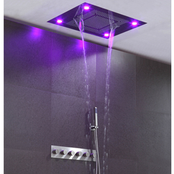 Chromotherapy shower set four function large size LED shower head water 