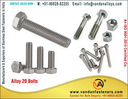 Alloy 20 Bolts manufacturers exporters suppliers stockist in India Mumbai +91-9892882255 https://www.vandanfasteners.com from VANDAN FASTENERS