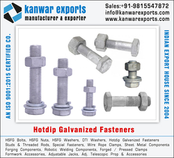 Hotdip Galvanized Fasteners manufacturers exporters in India Ludhiana https://www.kanwarexports.com +91-9815547872