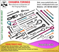 Forged, Tbolts, Eye Bolts, Timber Bolts, Field Gate Hardware , Socket Bolts , Hourse shoe, Manufacturers Exporters in india punjab ludhiana  +91-9814044427 https://www.eyeboltindia.com from CHHABRA FORGINGS