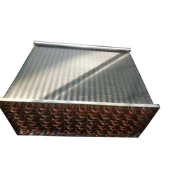 Finned hydrophilic foil evaporator for copper tube condenser for injection molding machine