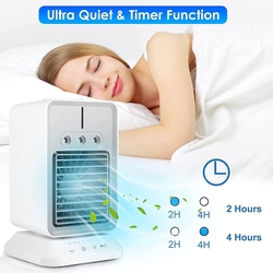 Portable Air Conditioner Cooling Fan, Rechargeable Small Air Conditioner, Evaporative Mini Air Conditioner, 3 Win Speeds & 2-8H Timer, Personal Air Cooler with Humidifier for Room Bedroom Office Desk