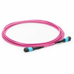 Mpo Female Om4 Patch Cord 12f Mpo Female Low Loss OFNP (Plenum) 12 Fiber Mpo Trunk Cable, Om4 Multimode, Pink, Polarity B, For Sr4 100g 400g Transceiver