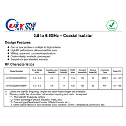 S C Band 3.5 to 6.5 GHz RF Broadband Coaxial Isolators