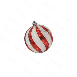 Puindo Customized Christmas Ball Red Stripe Festive Hanging Ornament Babule Ball For Xmas Tree Decor
