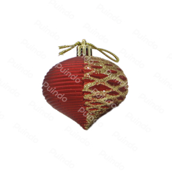 Puindo Customized Onion Shape Christmas Ornament Ball A115 Red Holiday Decoration Xmas Tree Decor