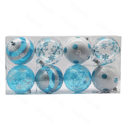 Customized Shatterproof Christmas Ornaments Ball Gift Box 8pcs Clear And Blue Xmas Decorations Ball