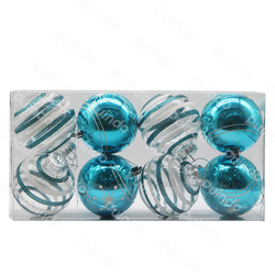 Customized Shatterproof Christmas Ornaments Ball Gift Box 8pcs Clear And Blue Xmas Decorations Ball