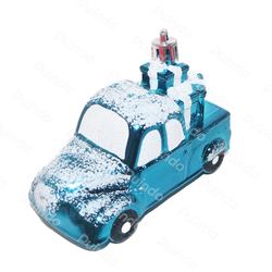 Puindo wholesale Christmas ornaments gift Snow Car toy Customized Plastic Xmas tree hanging decor bauble