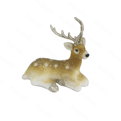 Puindo Customized Christmas Decoration Flocking Reindeer Figurine For Holiday Xmas Ornament