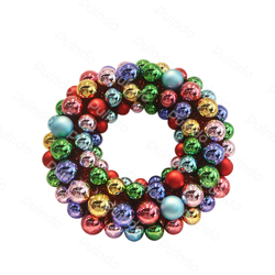 Puindo High Quality Customized Colorful Shiny Christmas Ball Wreath For Home Holiday Xmas Decor