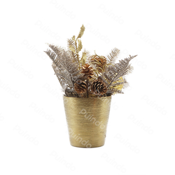 Puindo Customized Indoor Desktop Decoration Potted Plant Golden Artificial Leaves Bonsai for Christmas Decoration