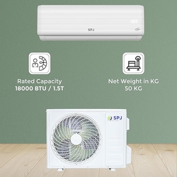 SPJ AC 1.5 Ton Split Air Conditioner, 18,000 BTU, Cooling Pump, Enhanced Safety, ECO-FRIENDLY REFRIGERANT RA10A, Low Noise Design, Best for Home & Office