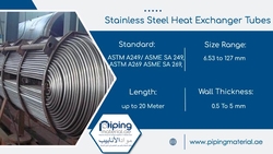  Stainless steel heat exchanger tubes from EXPLORE MIDDLE EAST FZE