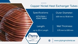 Copper Nickel Heat Exchanger Tubes from EXPLORE MIDDLE EAST FZE
