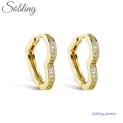 Sobling wholesale 925 sterling Silver AAA CZ Heart shaped Female hoop Earrings Fashion Wedding ear buckle Jewelry with rose gold plating from SOBLING CO., LIMITED