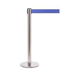 Crowd Control Barrier with Blue Belt | Heavy-Duty Stainless Steel Barrier