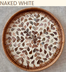 MOTHER OF PEARL RATTAN TRAY(WHITE) SUPPLIER IN ABUDHABI