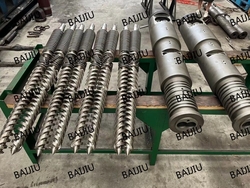 Conical twin screw barrel manufacturer China for high calcium PVC door and window profile products from BAIJIU MACHINERY EQUIPMENT CO., LTD