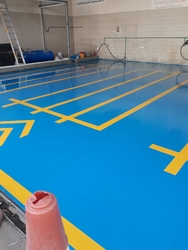 Flooring finishing with epoxy paint and Hilecopter 