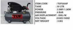 Tuf Tuf2050f 50l Oil Free Air Compressor For Workshops And Garages In Dubai, Uae