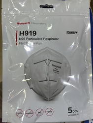 Honeywell H919 NIOSH N95 Disposable Mask 95% Filteration Efficiency, White for Unisex Fold Design (Pack Of 5)