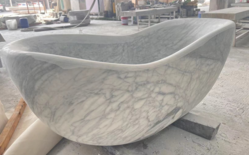 Custom Made Luxury Natural Hermes Grey Marble Stone Freestanding Bathroom Bathtub for Hotel Villa Bathroom Tub Use