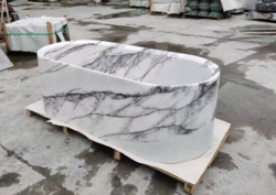 Custom Made Luxury Natural Hermes Grey Marble Stone Freestanding Bathroom Bathtub for Hotel Villa Bathroom Tub Use