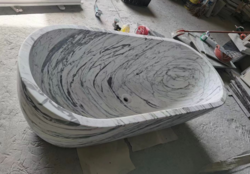 Custom Made Luxury Natural Hermes Grey Marble Stone Freestanding Bathroom Bathtub for Hotel Villa Bathroom Tub Use